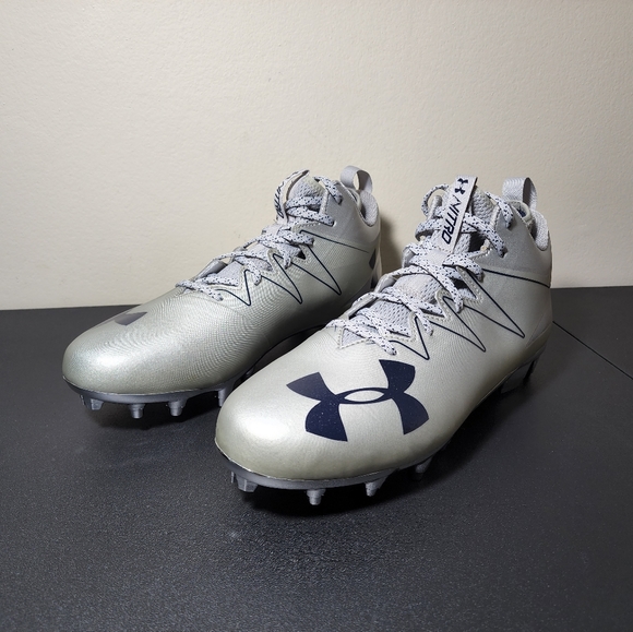 Under Armour Nitro Pro Mens Football Cleats Gray/Navy Blue 1287490-101 Size 10.5 - Picture 2 of 11